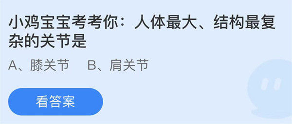 蚂蚁庄园:人体最大结构最复杂的关节是