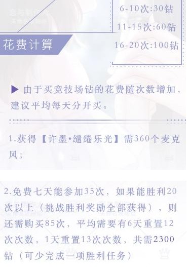 恋与制作人缱绻乐光活动花费钻石汇总[多图]
